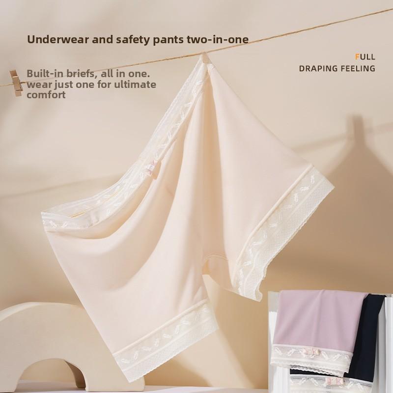 Women's Summer Thin New Lace Ice Silk No Trace Anti Go Out of Light Not Roll Up The Edge of The Underwear