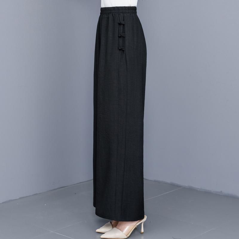 Casual Black Wide Leg Pants for Women Summer Clothes Plus Size High Waist Woman Trousers