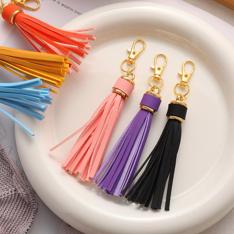 Cross Leather Tassel Keychain & Silicone Bracelet Pendant