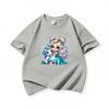 Kids Cotton T Shirt Princess Girl With Blue Unicorn Print Crew Neck Short Sleeve Tee Casual Boys Girls Summer Tops