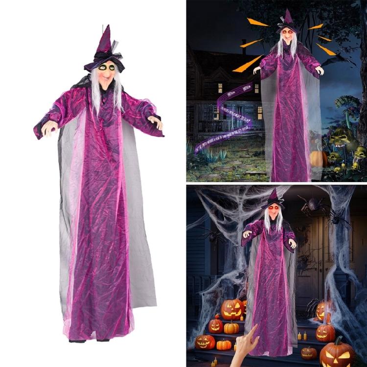 Realistic Halloween Witch Hangings Unique Halloween Witch Decoration with Sound and Lights for Indoor Outdoors Use