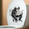 Smart Gorilla Reading Newspaper Learning Toilet Sticker Self-Adhesive Removable Bathroom Funny Home Decor Art