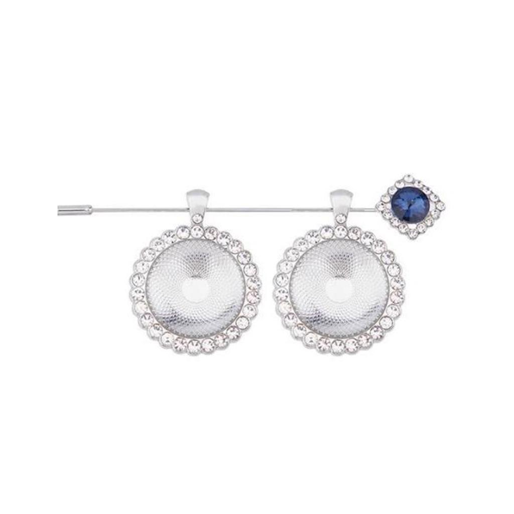 Memorial Photo Locket Charm for Wedding Bouquet Alloy Rhinestones Jewelry Accessory With Round Glass Cabochon
