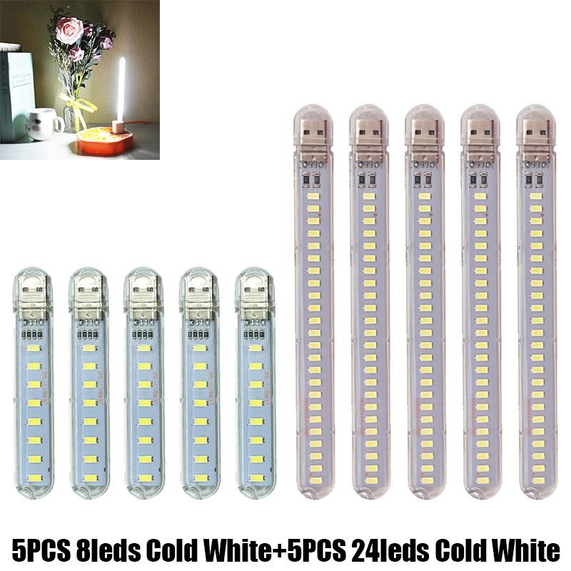 2/6/10PCS USB Plug Lamp 8leds 24leds Reading Book Light 5V Ultra Bright LED Night Light Portable Lighting For Power Bank Laptop