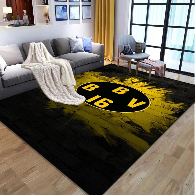 Borussia Dortmund Pattern Rug, Indoor/Outdoor Mat, for Picnic, Gameroom, Bedroom, Office, Living Room, Home Decor Carpet, Birthday Gift