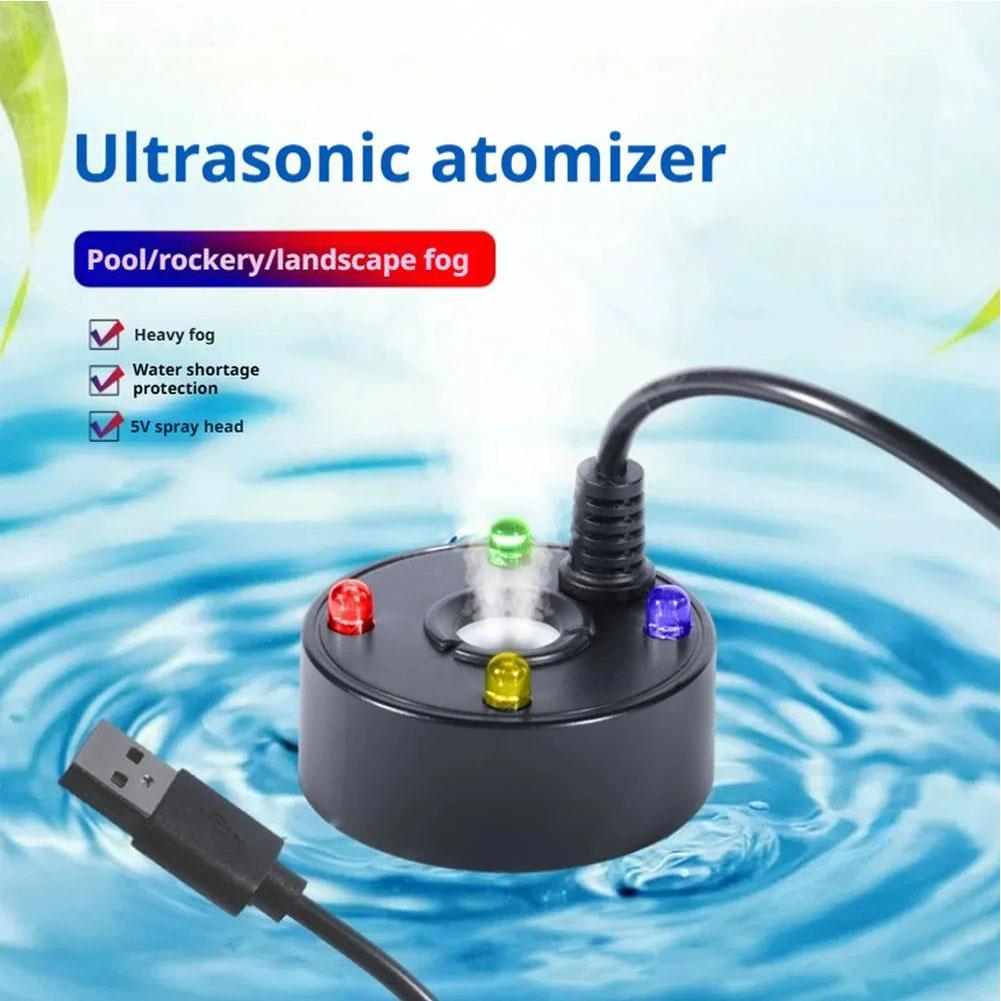 5V USB Mist Maker Fogger Nebulizer Water Fountain Fish Tank Pond Atomizer Head With 4 LED Colorful Lights Fish Tanks Decoration