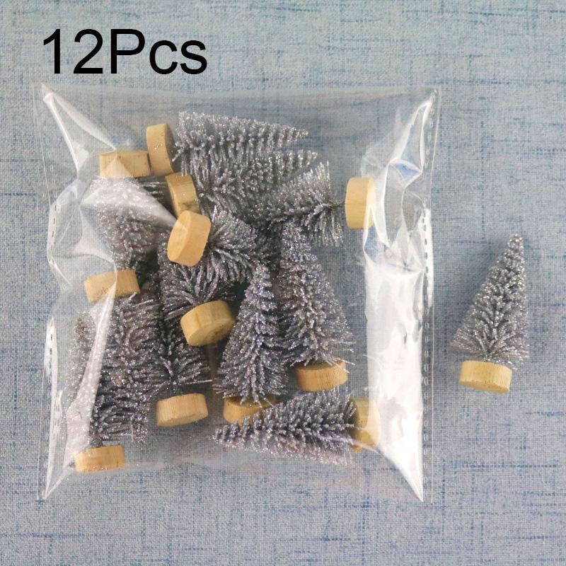 12 Pieces of Snow Frost Pine Desktop Mini Christmas Tree Sisal Decoration Beautiful Gift