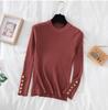 Women Thick Sweater Pullovers Khaki Casual Autumn Winter Button O Neck Chic Sweater Female Slim Knit Soft Jumper