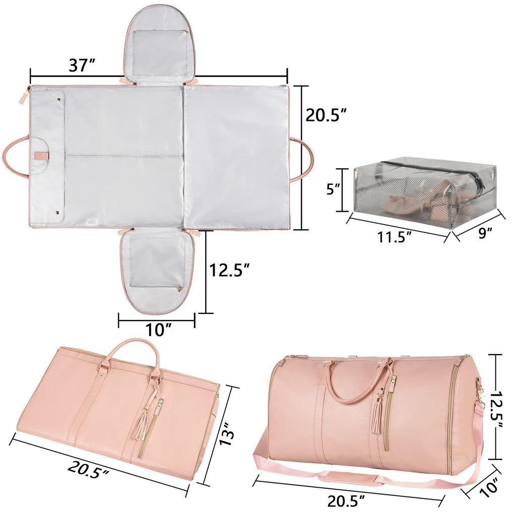 Versatile Women's Folding Travel Suit Bag: Multi-Function PU Storage with Large Capacity & Portability