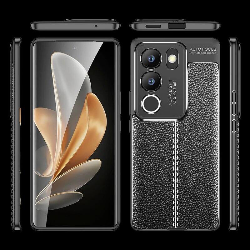 For Cover Vivo V29 Case For Vivo V29 Capas Armor Luxury Phone Back Shockproof Bumper Soft TPU Leather For Fundas Vivo V 29 V29