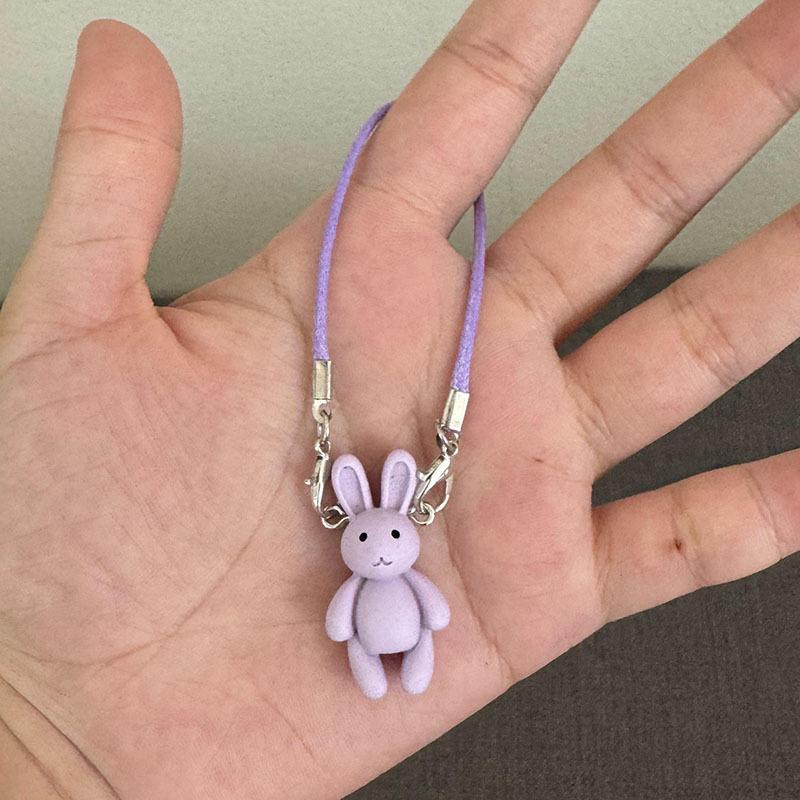 Drăguț de desene animate mini iepuraș pandantiv accesorii pentru casă de păpuși pentru decorarea gâtului păpușii de pluș, model de iepure kawaii, farmece, jucărie de îmbrăcare