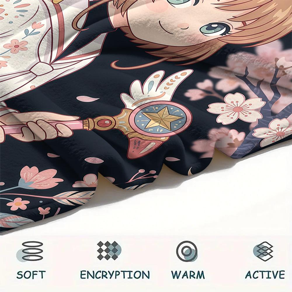 Cardcaptor Sakura Kinomoto Sakura Theme Collection flannel blanket, stylish for home decor, great gift choice