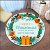 Merry Christmas Snowflake and Christmas Santa Claus Soft Shaggy Round Area Rug Living Room Bedroom Non-slip Floor Mat