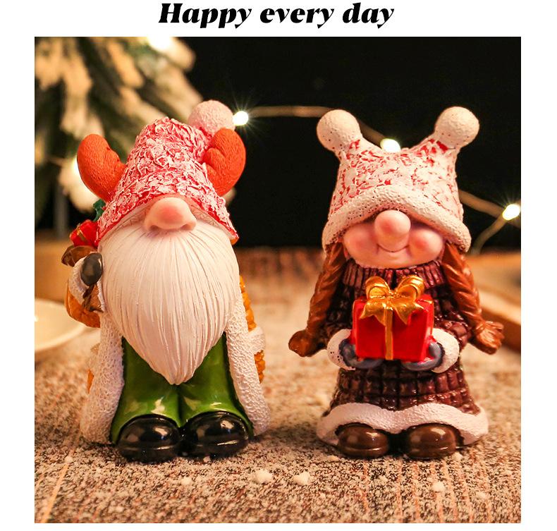 Christmas Hat Resin Dwarf Decoration Christmas Decoration Dwarf Statue Craft Desktop Ornament Home Decor