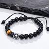 Easter Men's Bracelet,Cross Charms Beaded Bracelets,Adjustable Black Onyx Beaded Wristaband,Father's Day Baptism Scripture Card