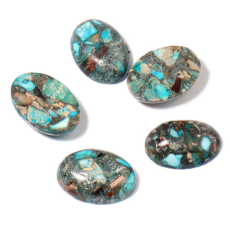 2pcs/lot Natural Stone Cabochon Colorful Imperial Jasper Oval Beads Gemstone Cabochon For DIY Necklace Rings Jewelry Accessories