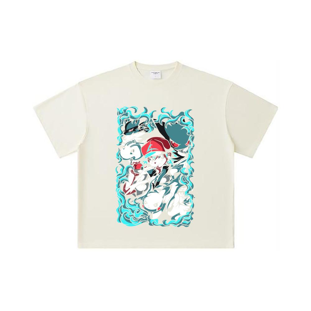 

260 GSM Double Yarn 32 Count 100% Cotton Pokemon V26 Print Unisex Heavy Cotton T Shirt S