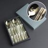Elegant Korean Gold-Tone Sujeo Cutlery Set for 2 | STS304 Stainless Steel Spoon & Chopsticks Gift Box