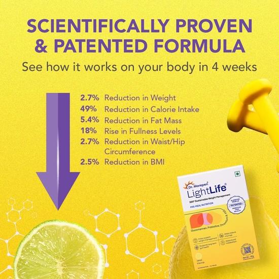 Dr. Morepen LightLife Pre-Meal Nutrition Mix by Dr.Morepen | Zesty Lemon Flavorl | Ideal for Men & Women | 10 Sachets | 50g