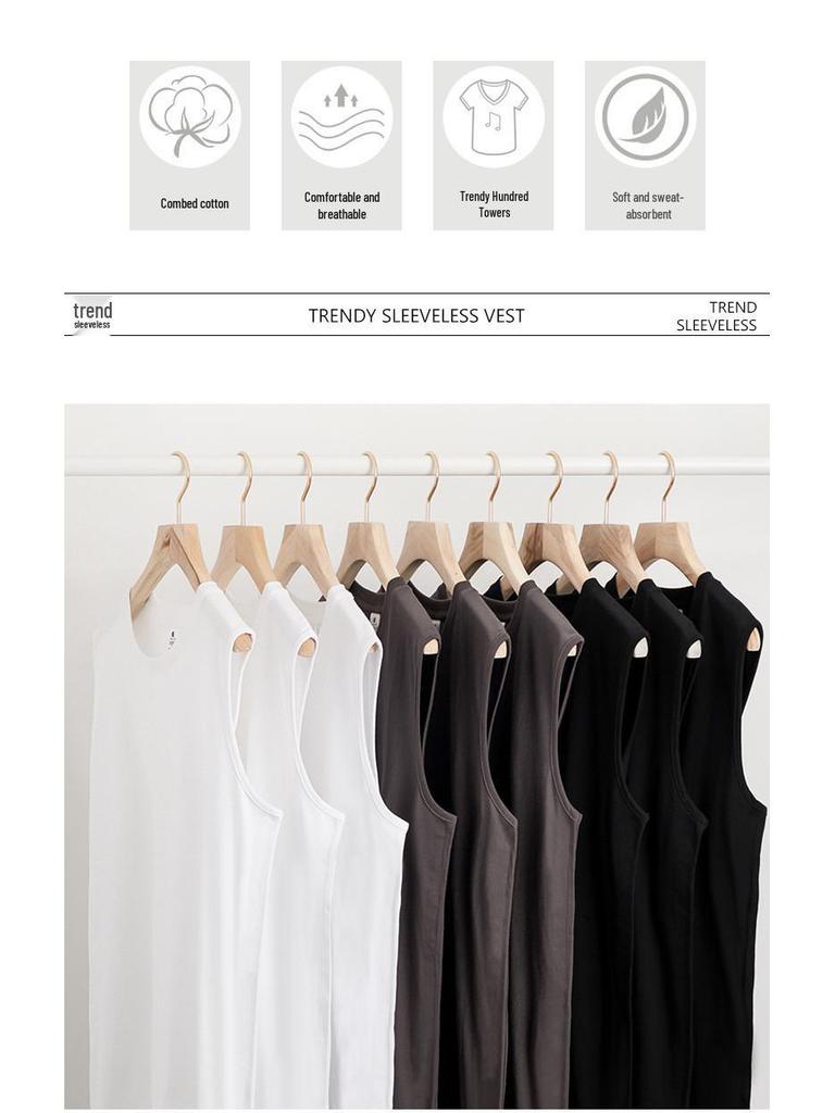 Herren Sommer Fitness Rundhals Ärmelloses T-Shirt – Einfarbig