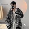 Autumn and Winter Striped Hooded Cardigan Sweater Jacket Men's Casual Trendy Brand Color Matching Versatile Student Trendy Zipper Sweater