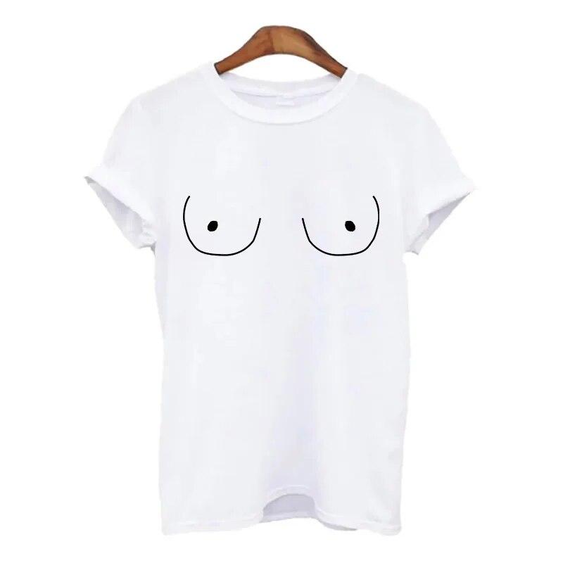 Летние футболки для женщин harajuku с принтом «сиськи и грудь» — фото 23