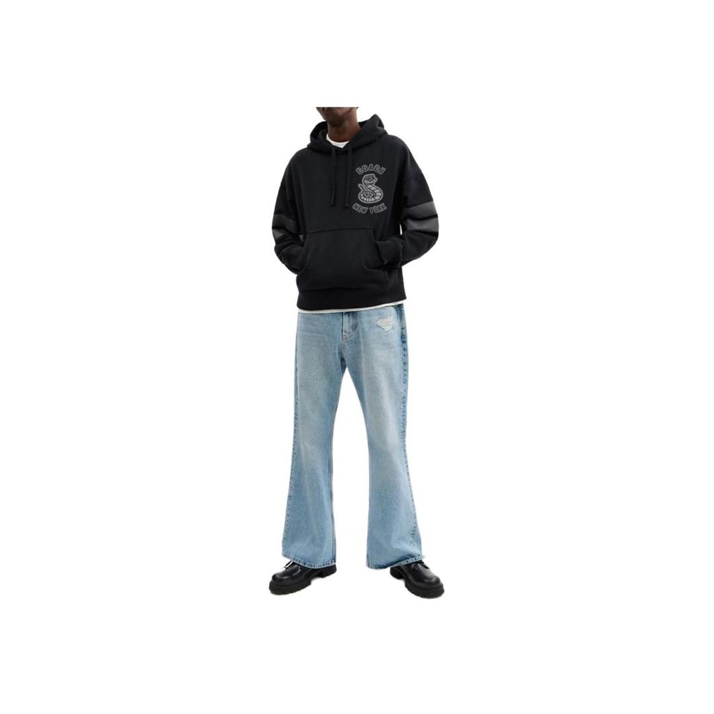 Coach Solid Color Cotton Pattern Hooded Long Sleeve Sweatshirt Men Sweatshirt Black CW706-BLK