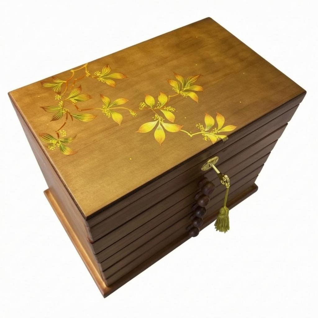 Wooden Jewelry Box with Drawers Vintage for Dresser, Bedside Table