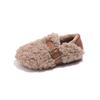 Girls' furry shoes for outdoor wear, children's cotton shoes, new winter loafers with plush lining, warm shoes for little girls and toddlers
