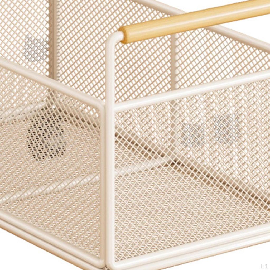 Mesh Rolling File Cart Organizer with Handle Multifunctional Portable Wheels Storage
