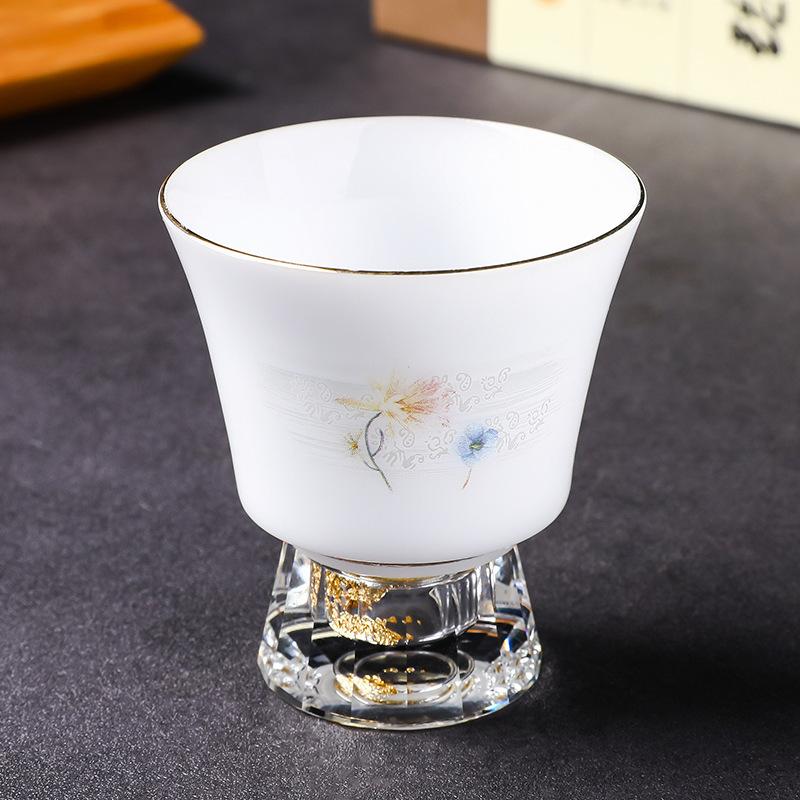 Lu Baijiu Cup Suet Jade Household Small Teacup Spirit Cup Glass Small Wine Glass Sake Wine Set Crystal Clear