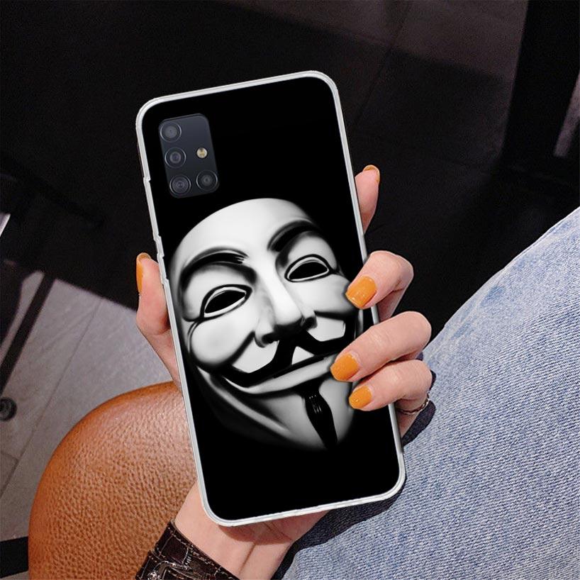 Anonymous V Mask Phone Case For Samsung Galaxy A52 A32 A22 A12 A51 A31 A50S A30S A20S A10S Note 20 Ultra 10 Plus S10 A72 A71 Gal