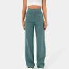 New Women High Waist Casual Straight Pants with Pockets European American Fashion Elastic Waist Button