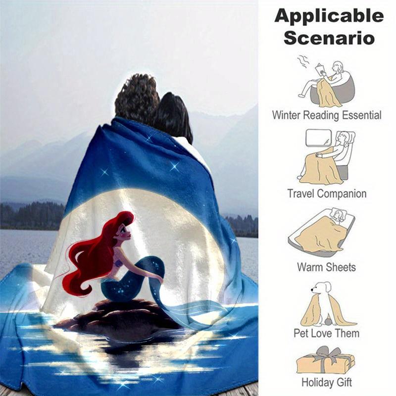 The Little Mermaid Cartoon Blanket, Short Plush Cute Warm Blanket, Living Room Home Decoration Sofa Four Seasons Travel