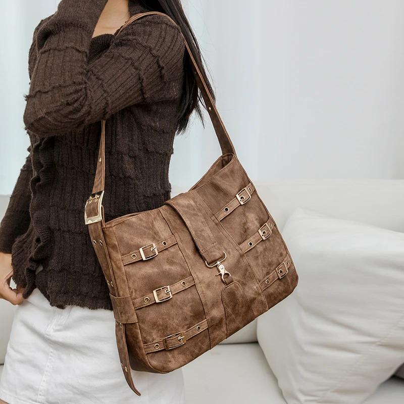 

Женская сумка из искусственной кожи с застежкой-молнией, внутреннее отделение из ниточки, сумка-тоут с магнитной пряжкой коричневый