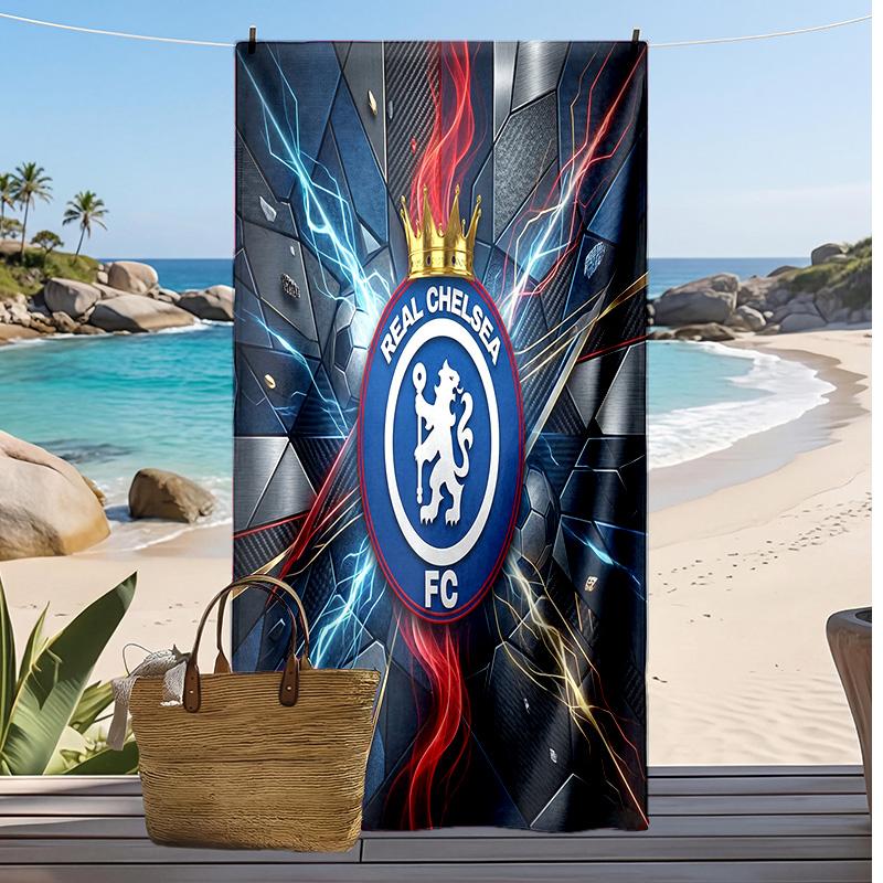 Πετσέτα Παραλίας Chelsea FC Με Σχέδιο Γρήγορου Στεγνώματος Μαλακή Πετσέτα Φορητή Μεγάλη Ορθογώνια Κουβέρτα Παραλίας για Ταξίδι Πισίνα