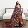 Colourful Crochet Blanket Soft Warm Flannel Throw Blanket Plush for Bed Living Room Picnic Travel Home Couch