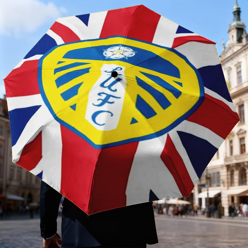 1PZ Ombrello Pieghevole con Stampa Stemma di Leeds, Ombrello Automatico a 8 Stecche per Viaggio, Campeggio, Regali Ventaglio, Regali di Natale