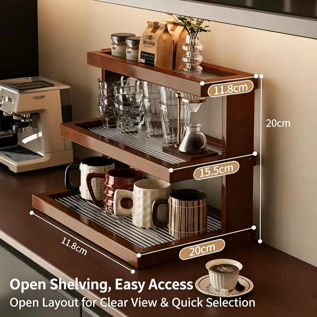 Acrylic countertop cup holder storage shelf desktop organizer for teacups mugs and water glasses suitable for coffee shops corner storage and display