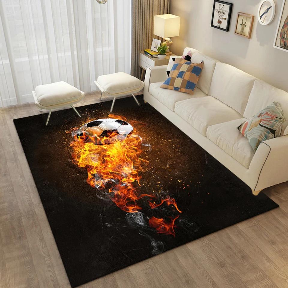 3D Football Printing Floor Mat Carpets for Living Room Soccer Field Area Rug Kids Bedroom Bathroom Mats Anti-slip Home Mat Rugs