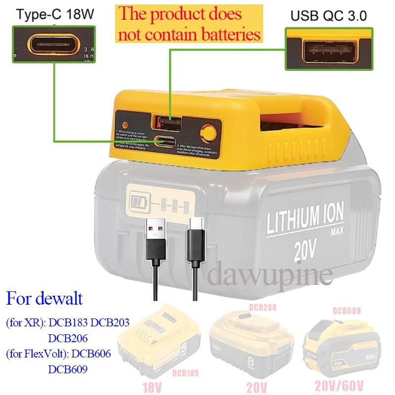 Li-ion Battery Parts Adapter For DEWALT 20V DCB200 For Makita 18V BL1830 Lithium Batteries Case Type C USB Power Bank Charger