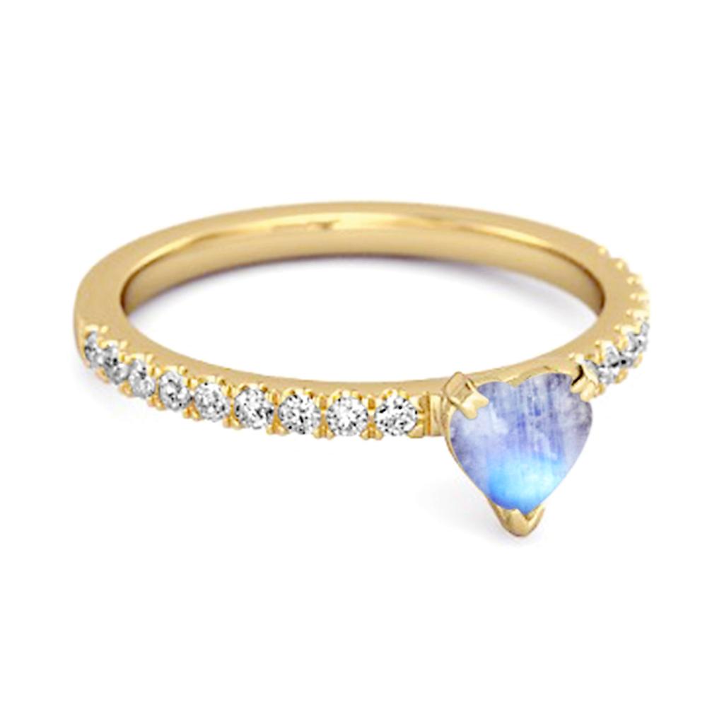 Moonstone Pave Band Ring - 925 Sterling Silver Gold Vermeil