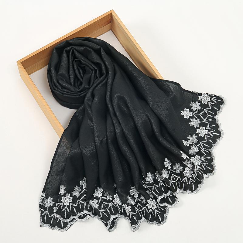 9 Colors Glitter Hijab Cotton Polyester Scarf Wraps Plain Shawls Rayon Fabric Silk Silver Wire Muslim Scarf Women Instant Hijab