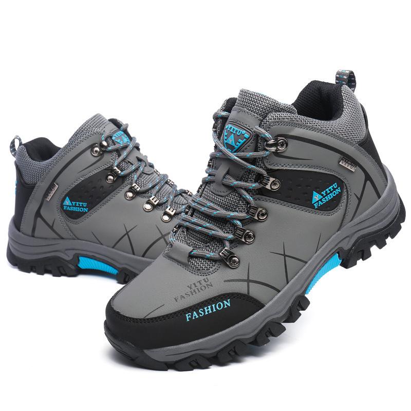 Men's Outdoor Sports Shoes Autumn Winter New Style Mountaineering Travel High Top Rubber Outsole Wear Resistant Cotton Lined