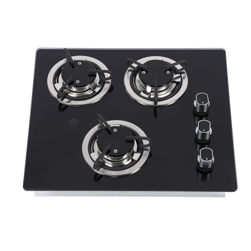 RV Gas Cooktop 1.8Kw 3 Burners Tempered Glass Gas Cooktop LPG Gas Stove Electronic Pulse Ignition Gas Hob for Boat