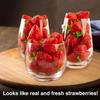 100 Pieces Fake Strawberries Fake Fruit Artificial Strawberry Kitchen Décor Plastic Strawberry Party Decorations Realistic Fake Food Lifelike for