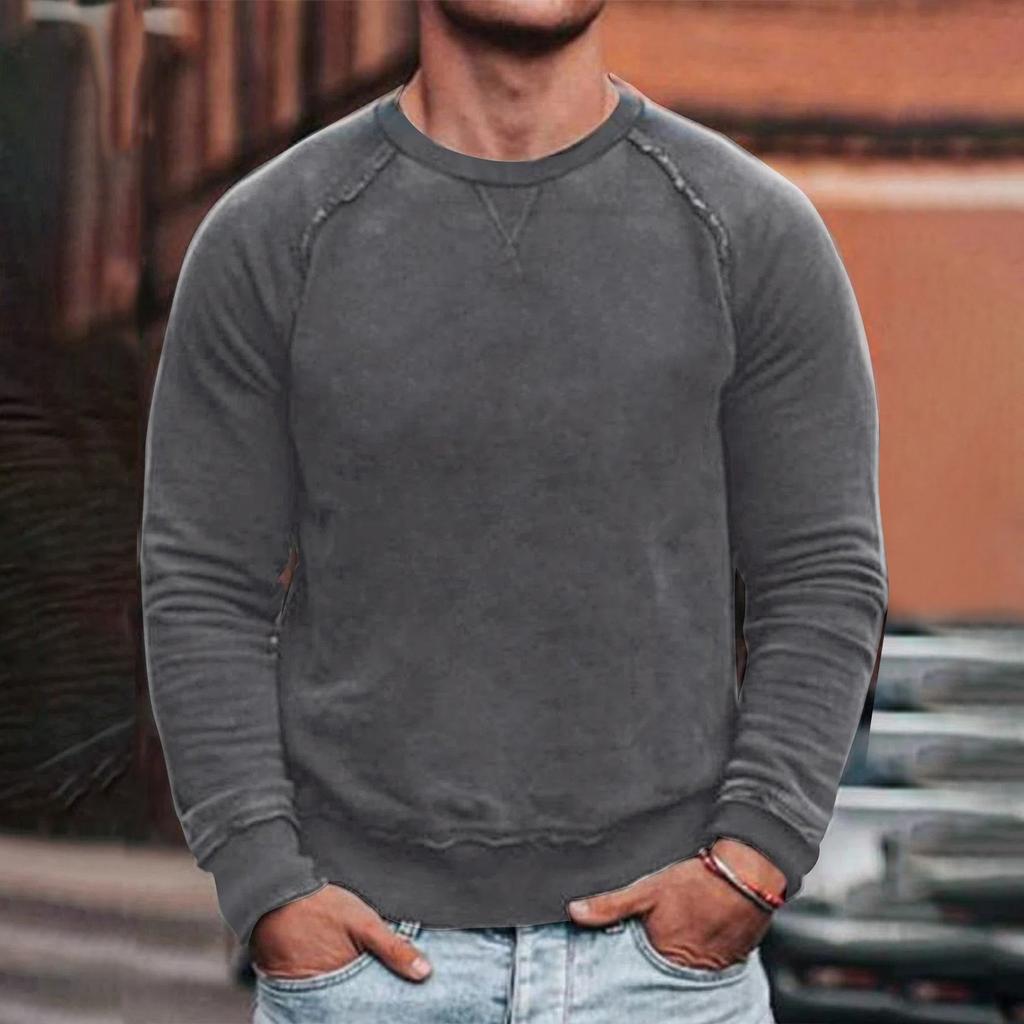 Men's Round Neck Color Long Sleeve Sweater Raglan Sleeve Sweater