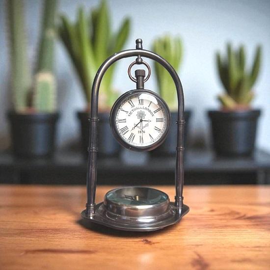 

Латунные Премиум Качества Викторианский Лондон 1876 Подвесные Настольные Часы С Компасом Свадебный Подарок Подарок на Юбилей Идеальный Подарок для Него