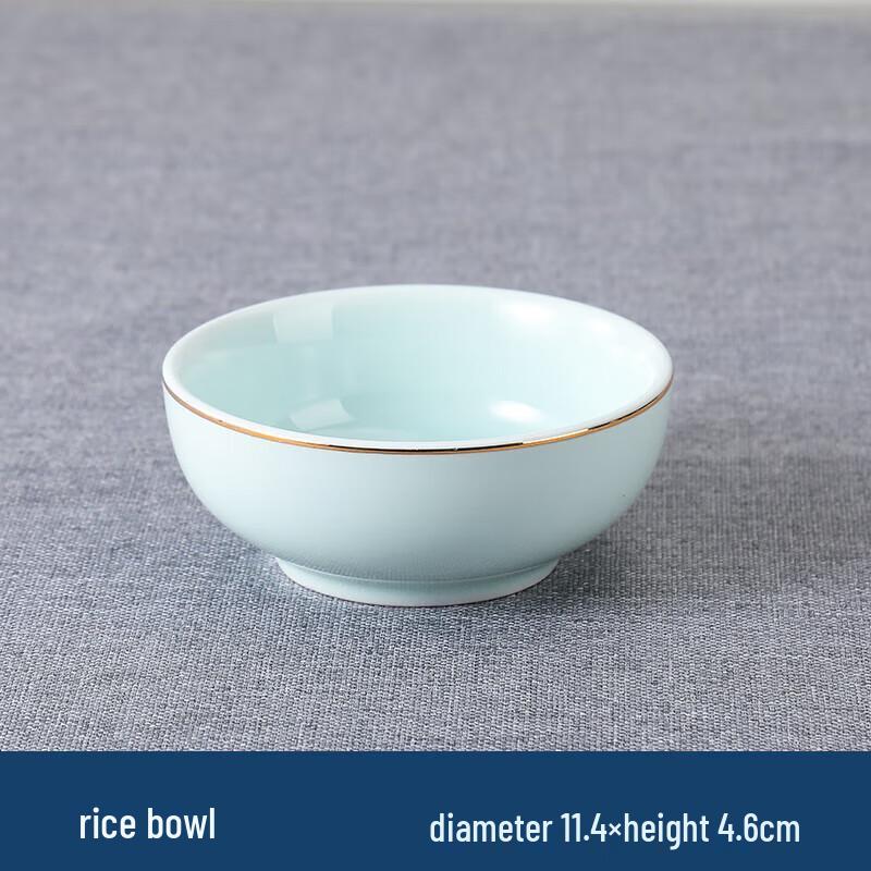 Five-He Celadon Dinnerware Set with Gold Rim