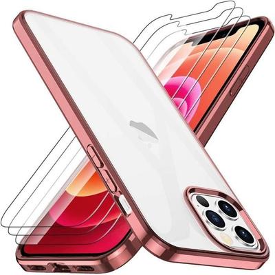 Case For iPhone 13 Pro (6.1') Pink and 2 Tempered Glass Screen Protectors